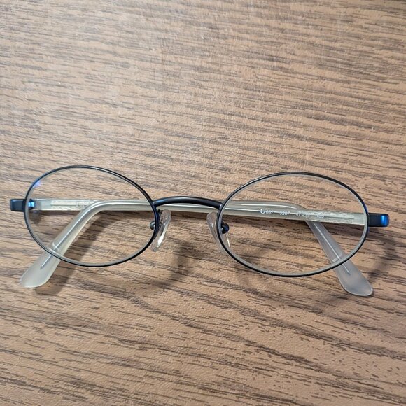 Sweet Vintage Byblos Chrome Silver Glasses Frames with Clear Frosted Earpieces - Picture 2 of 3